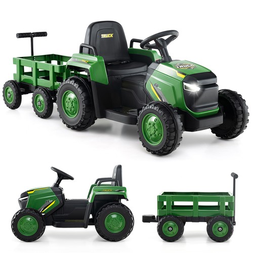 Kids ride tractor with - kids, on