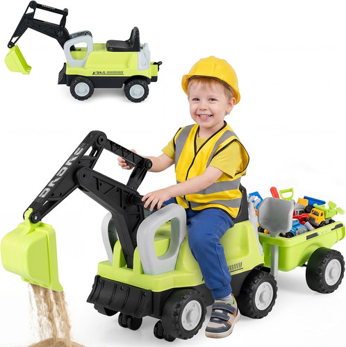 Kids ride excavator - kids, on