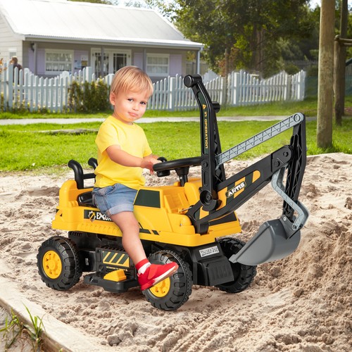 Kids ride excavator - kids, on